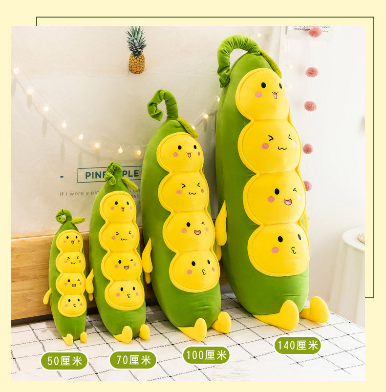 Cozy Pea Pod Plush Toy - Super Soft Huggable Pod with Smiling Peas Inside, Cute Comfort Pillow