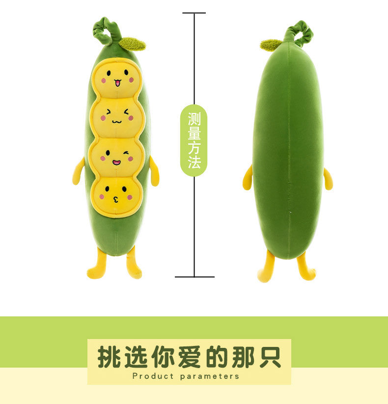 Cozy Pea Pod Plush Toy - Super Soft Huggable Pod with Smiling Peas Inside, Cute Comfort Pillow