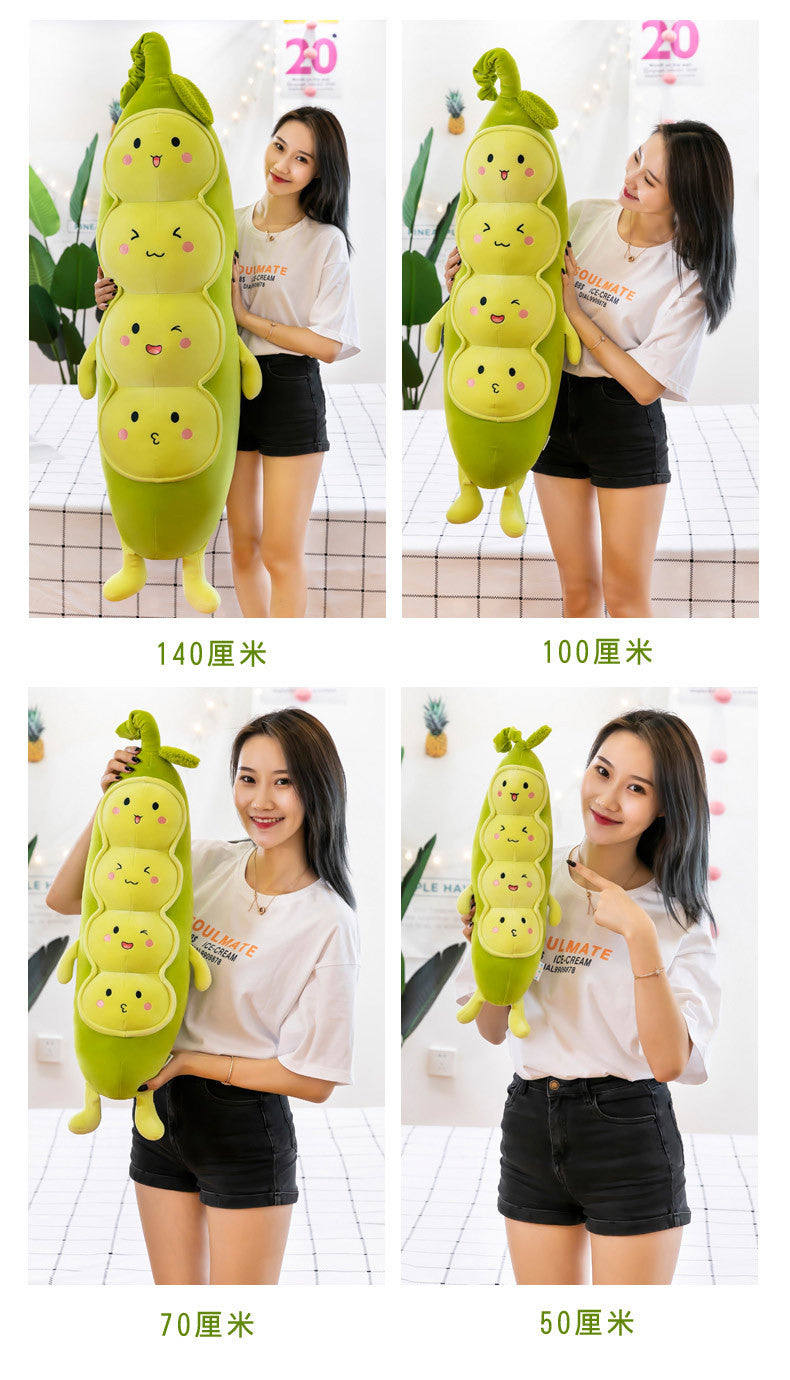 Cozy Pea Pod Plush Toy - Super Soft Huggable Pod with Smiling Peas Inside, Cute Comfort Pillow