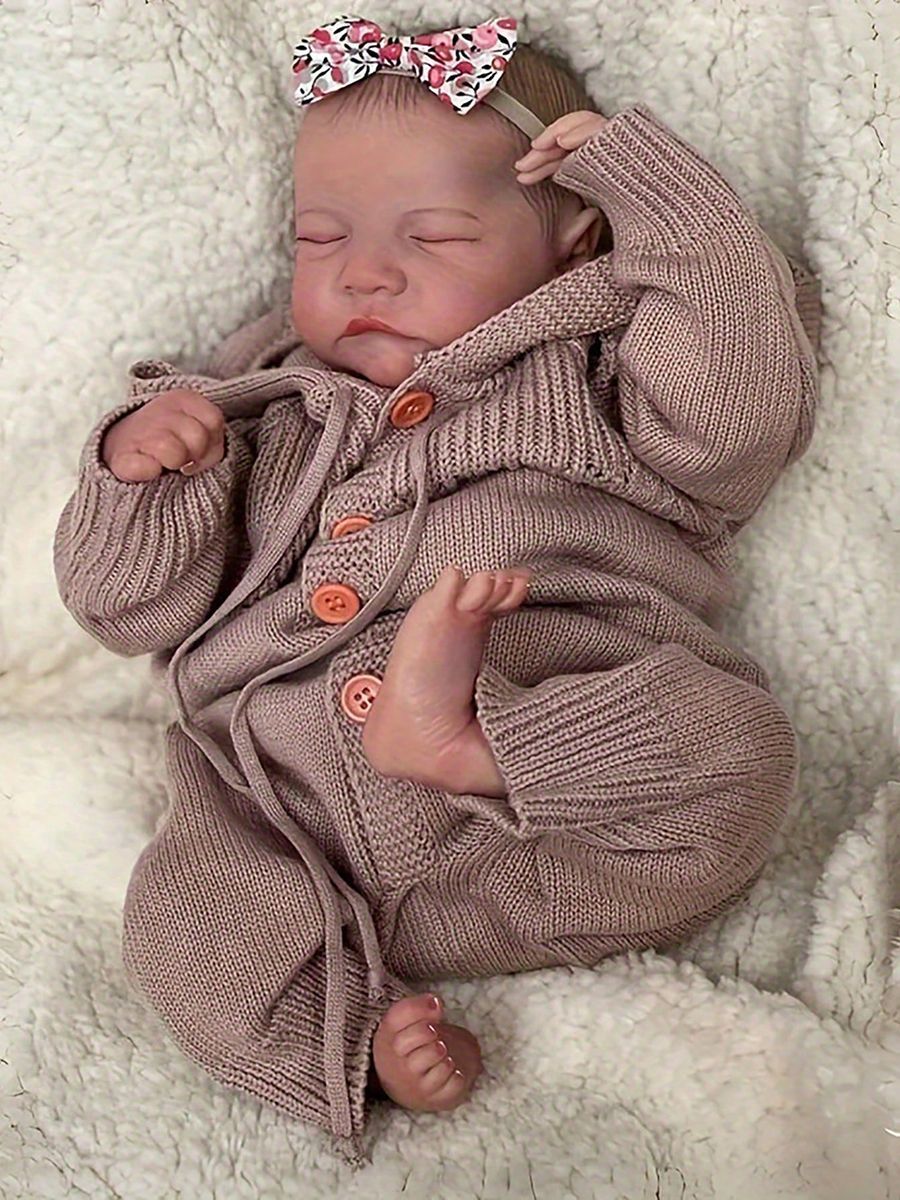 [Christmas Gift] 46cm Washable Simulated Baby with Closed Eyes, Full Rubber Companion Toy, Birthday Gift