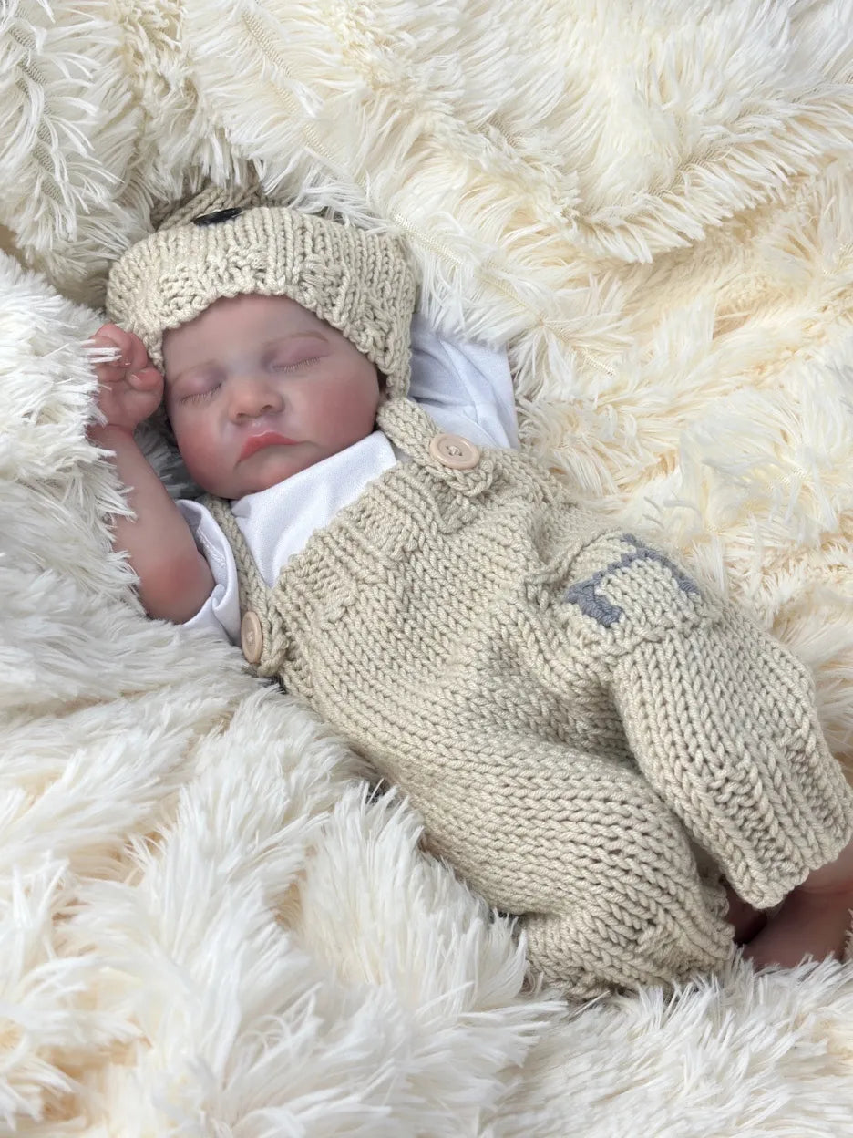 Simulation baby 45cm closed eyes sleeping boy high color cloth body bald reborn doll