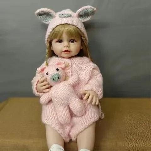 newborn reborn dolls, full plastic body,  washable, soft and realistic girl play house toys, girl's birthday gift, emotional companionship toys