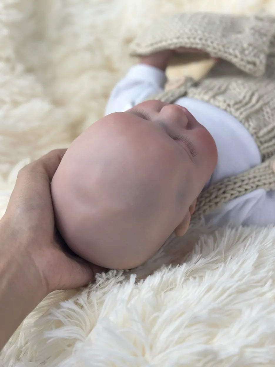 Simulation baby 45cm closed eyes sleeping boy high color cloth body bald reborn doll