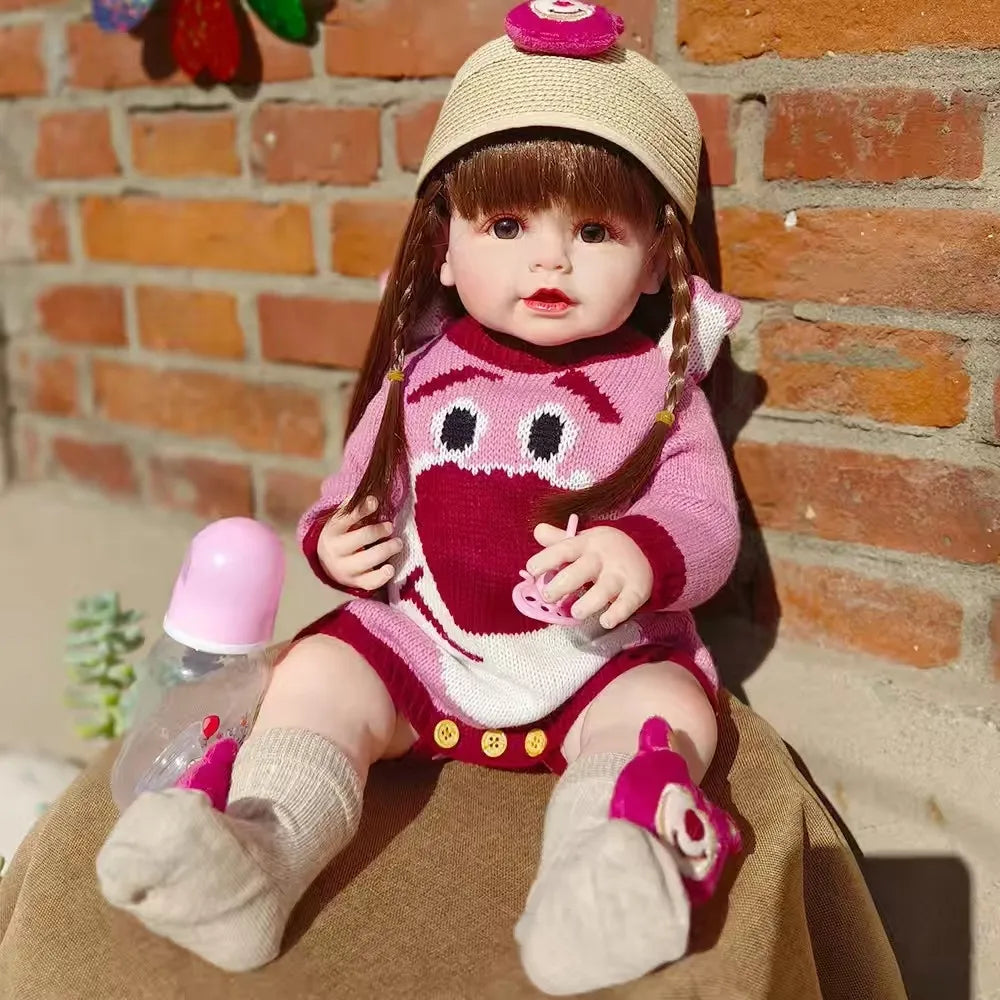 newborn reborn dolls, full plastic body,  washable, soft and realistic girl play house toys, girl's birthday gift, emotional companionship toys