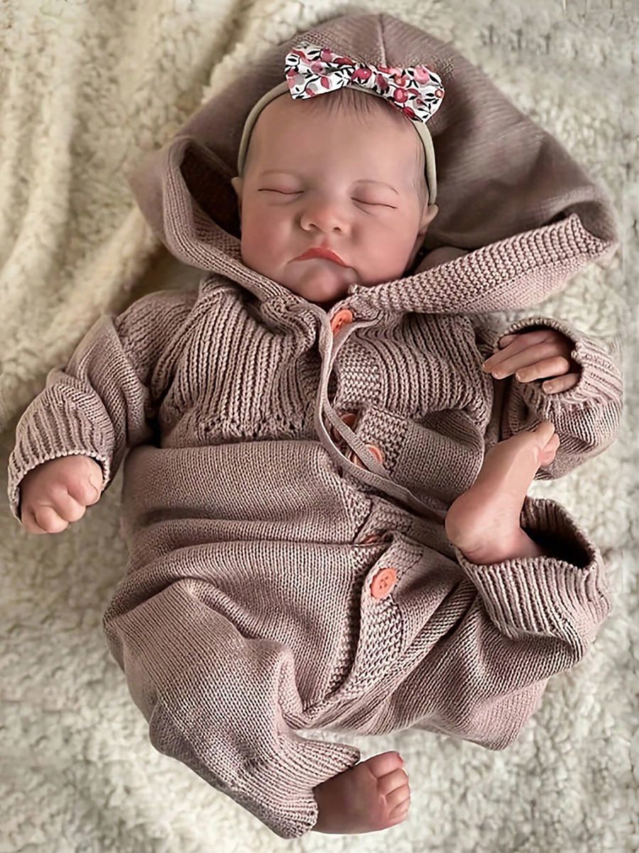 [Christmas Gift] 46cm Washable Simulated Baby with Closed Eyes, Full Rubber Companion Toy, Birthday Gift