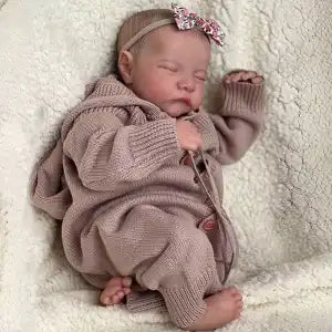 [Christmas Gift] 46cm Washable Simulated Baby with Closed Eyes, Full Rubber Companion Toy, Birthday Gift