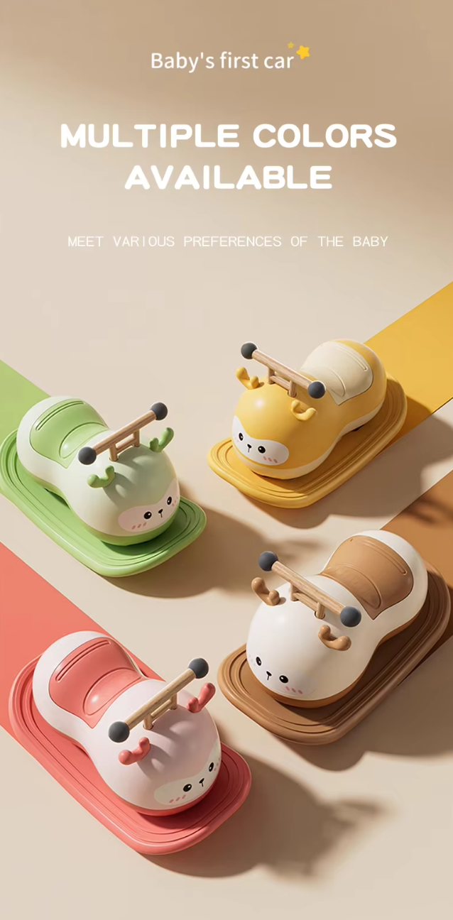 Peanut cart, 1-3 year old baby, children's anti rollover rocking cart, universal wheels, silent walking cart, multi in one sliding bike