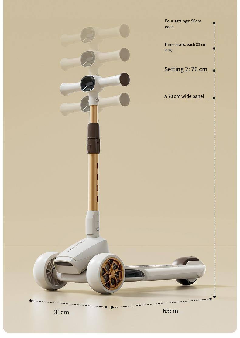 Kids 3-Wheel Foldable Scooter with Music and Light Features for 3-8 12-Year-Old Boys and Girls