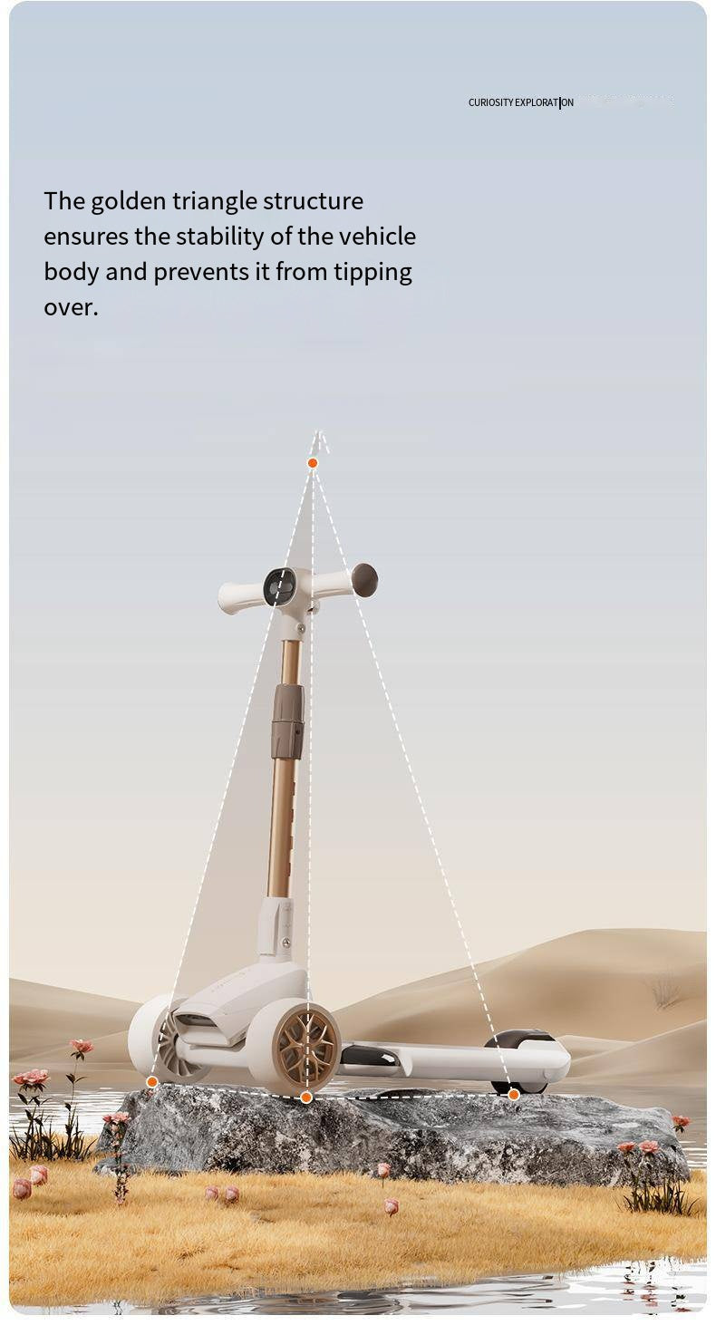 Kids 3-Wheel Foldable Scooter with Music and Light Features for 3-8 12-Year-Old Boys and Girls