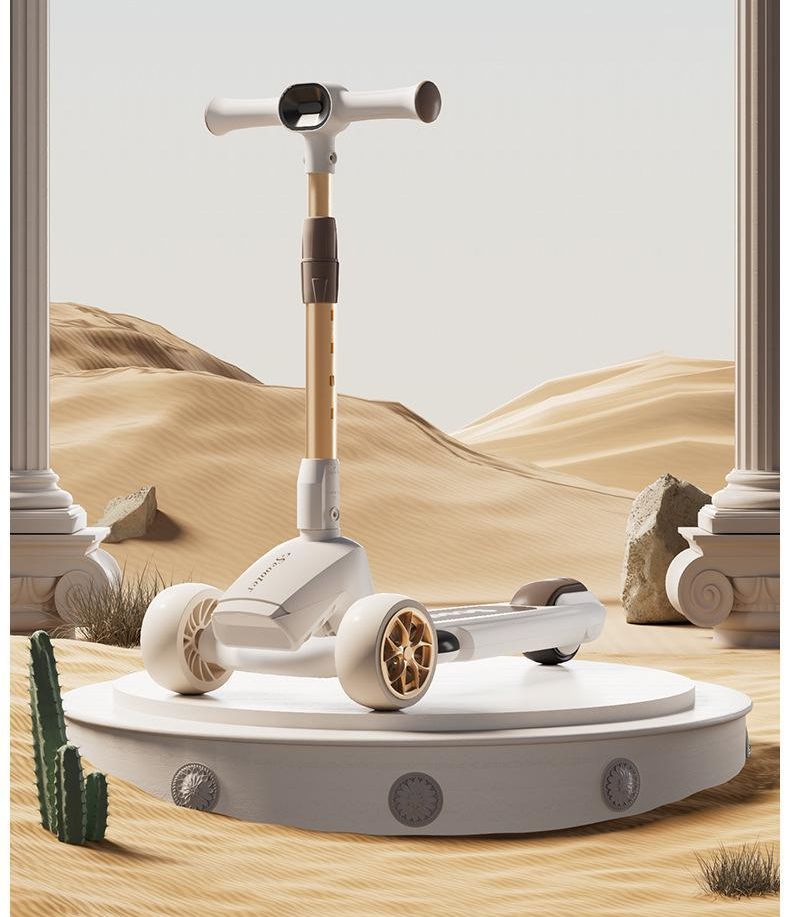 Kids 3-Wheel Foldable Scooter with Music and Light Features for 3-8 12-Year-Old Boys and Girls