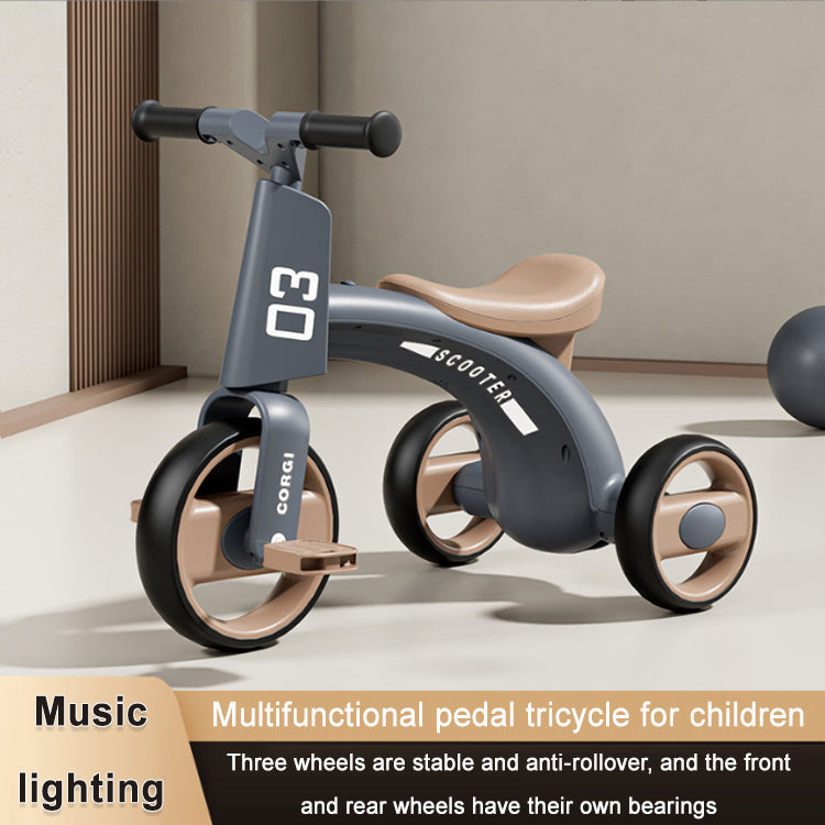 Foldable Ride on Pedal Baby Kids Tricycle Child 3 Wheel With Lights