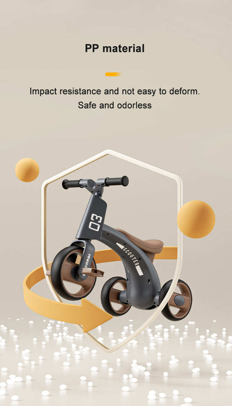 Foldable Ride on Pedal Baby Kids Tricycle Child 3 Wheel With Lights