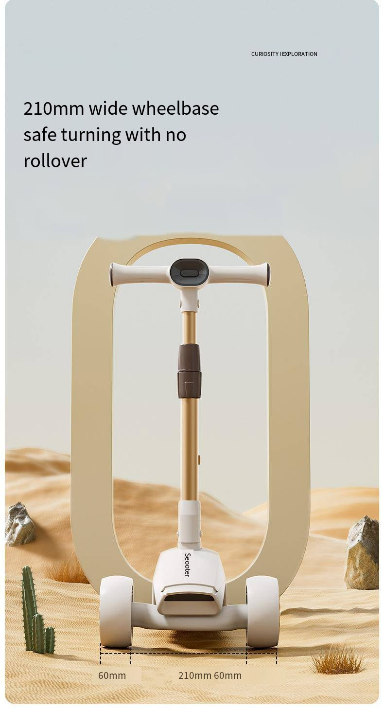 Kids 3-Wheel Foldable Scooter with Music and Light Features for 3-8 12-Year-Old Boys and Girls