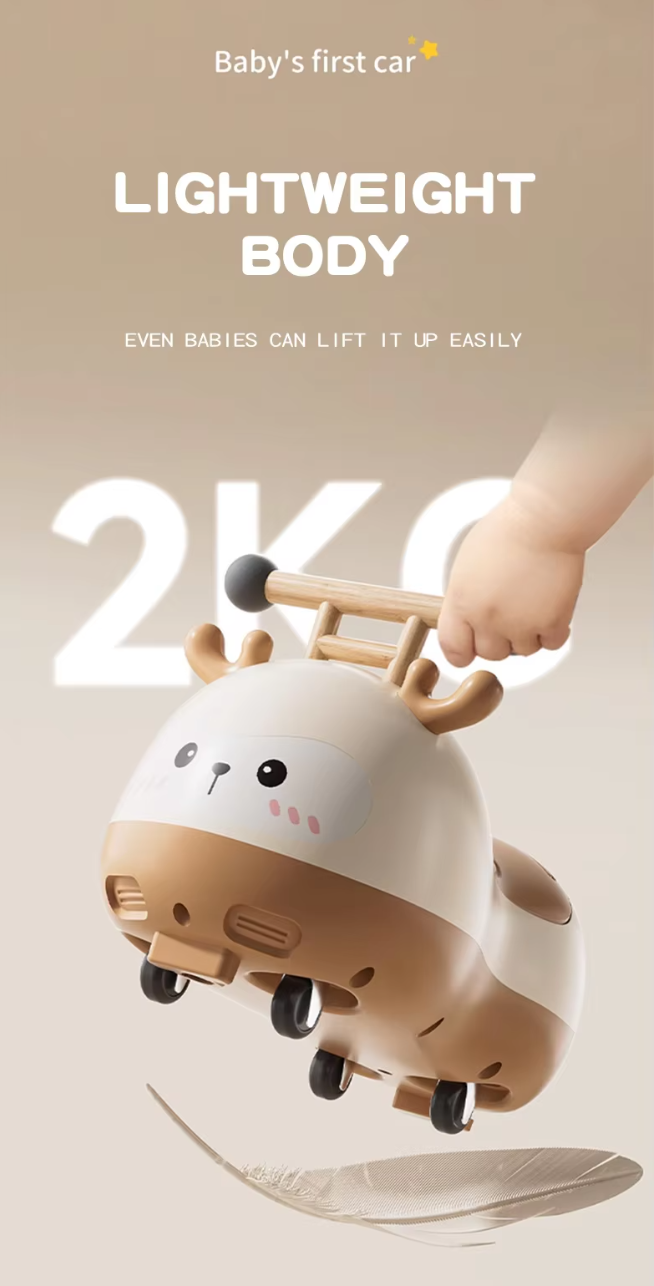 Peanut cart, 1-3 year old baby, children's anti rollover rocking cart, universal wheels, silent walking cart, multi in one sliding bike