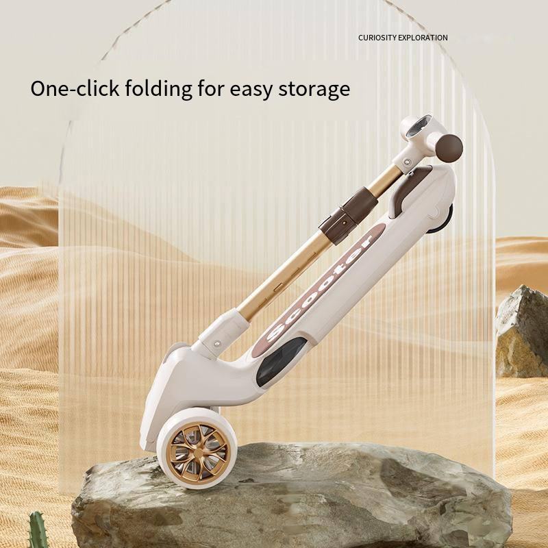 Kids 3-Wheel Foldable Scooter with Music and Light Features for 3-8 12-Year-Old Boys and Girls