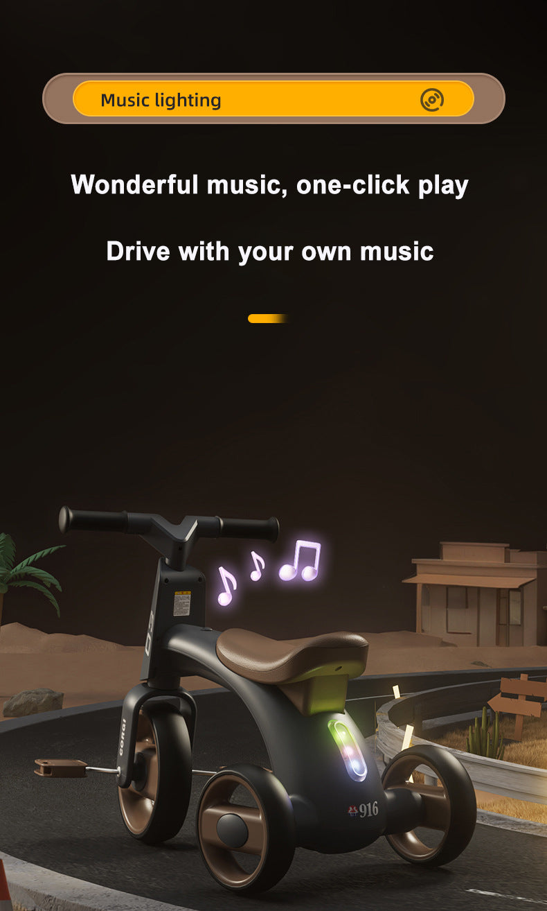 Foldable Ride on Pedal Baby Kids Tricycle Child 3 Wheel With Lights