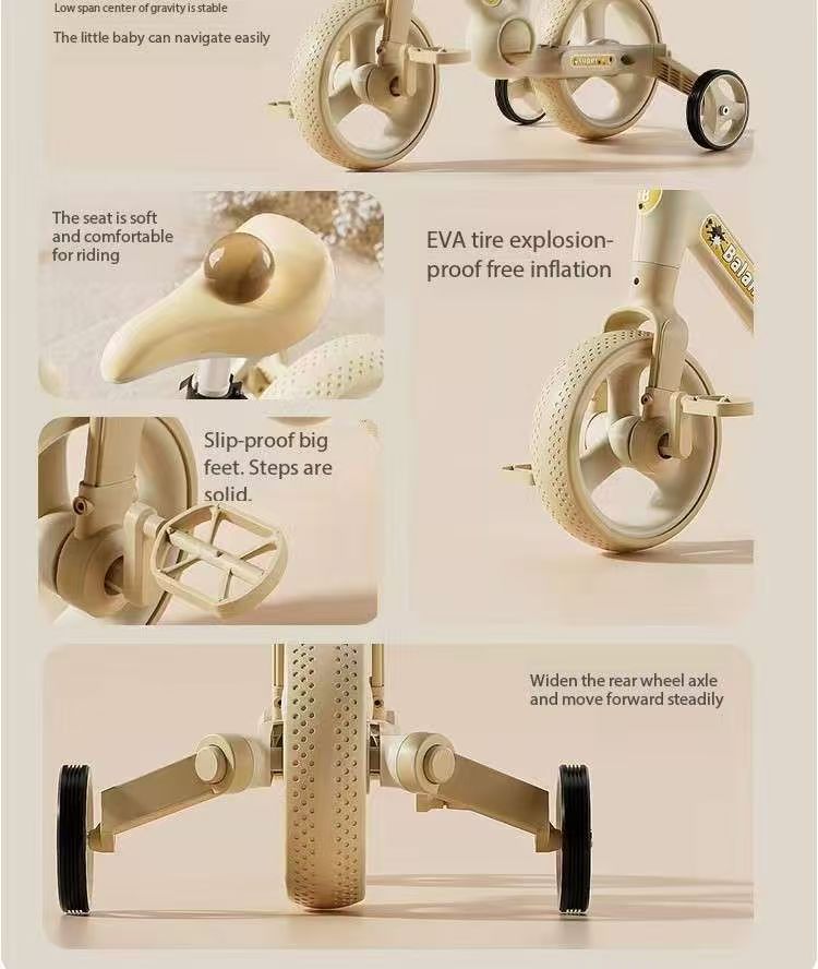 Children's multifunctional balance bike for babies aged 2-3-6, sliding pedal three in one foldable