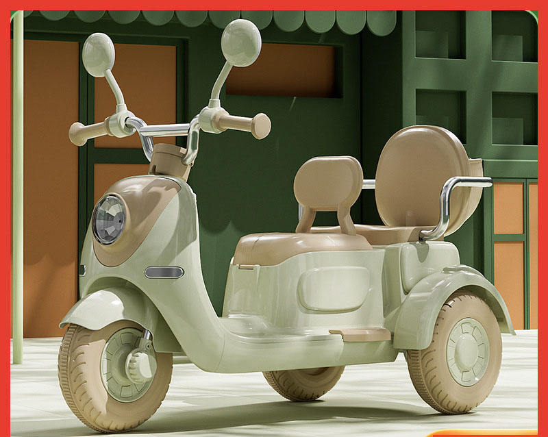 Children's Electric Motorcycle 12V Two-Person Tricycle Bluetooth Remote Control Baby Rechargeable Toy Car Extra Large Battery Long-Lasting Battery Life Extended Body Parent-Child Two-Seater Environmentally Friendly Materials Anti-Rollover