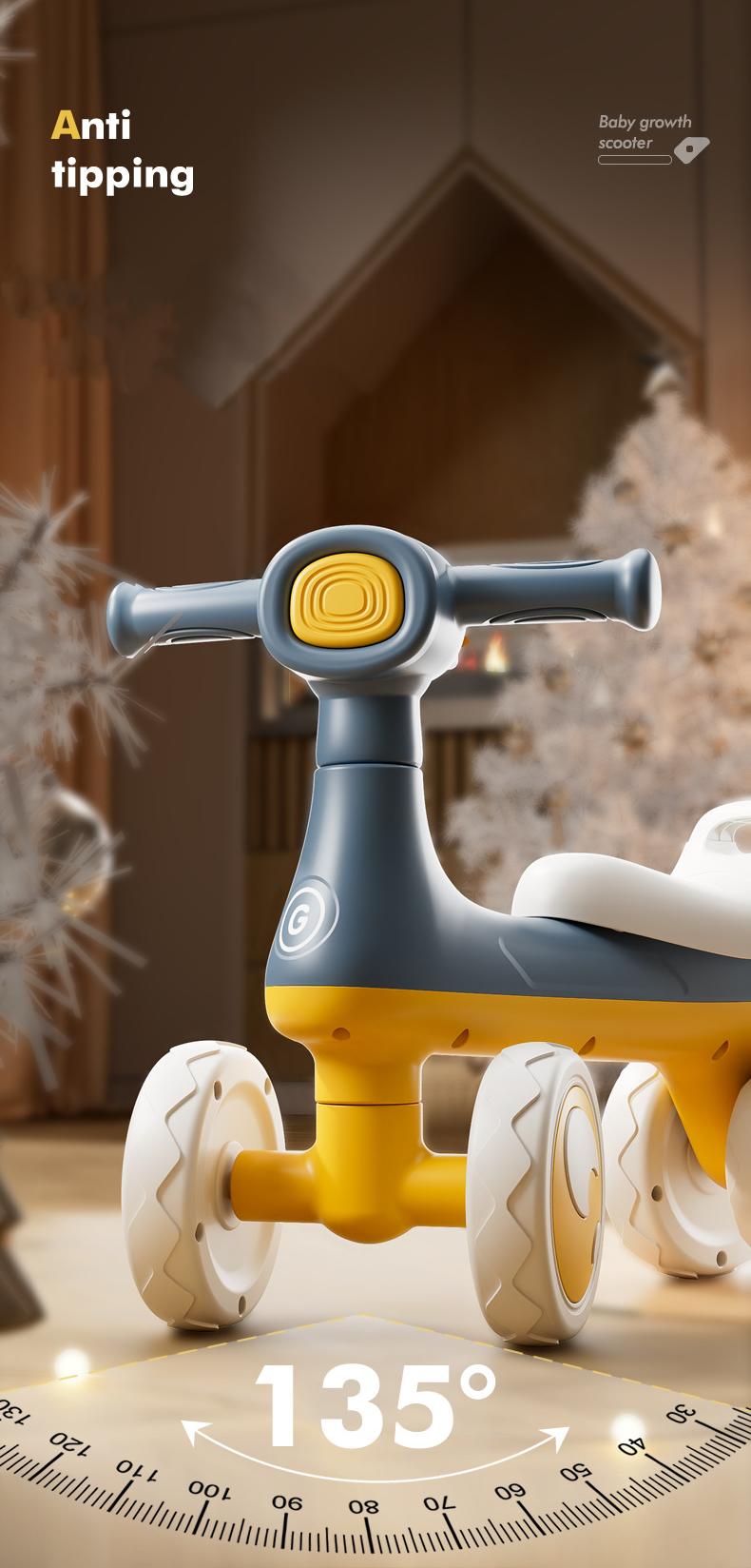 Kids Pedal Balance Bikes Toys with Light and Music Kids Slide Toy Car 4 Wheel Kids Slide Ride on Car