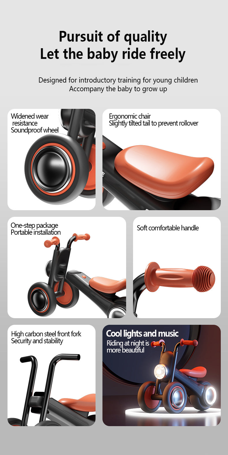 Children's Balance Baby Crown Prince Harley Three Wheel Walking Beginner Baby Sliding Pedestrian Car Anti rollover