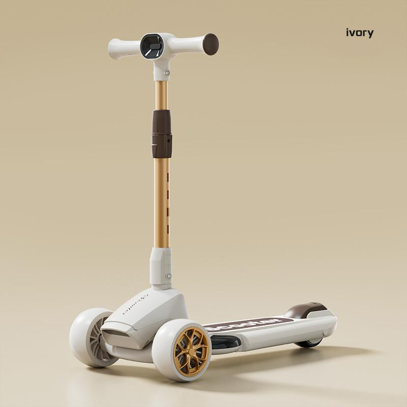 Kids 3-Wheel Foldable Scooter with Music and Light Features for 3-8 12-Year-Old Boys and Girls