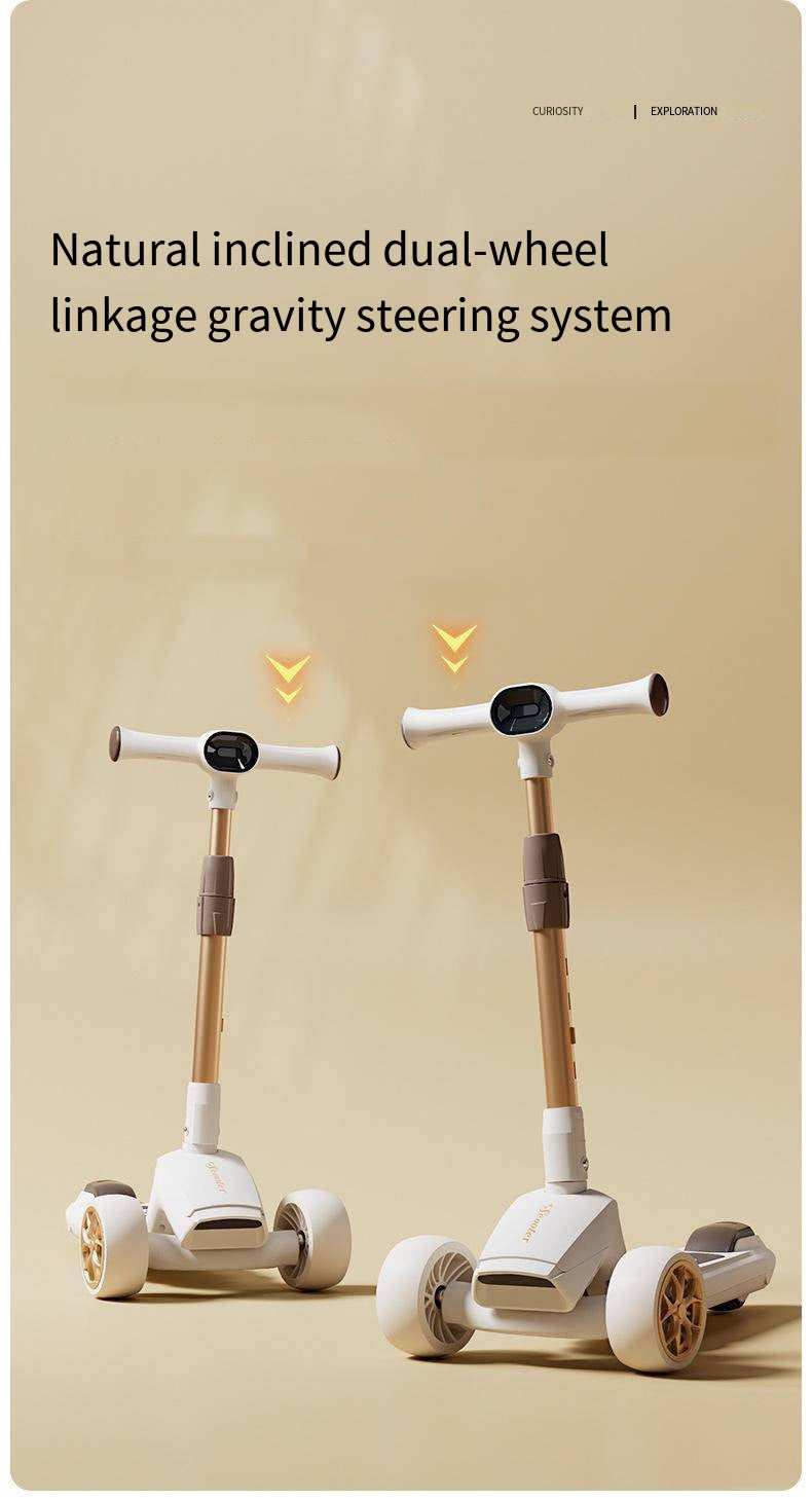 Kids 3-Wheel Foldable Scooter with Music and Light Features for 3-8 12-Year-Old Boys and Girls