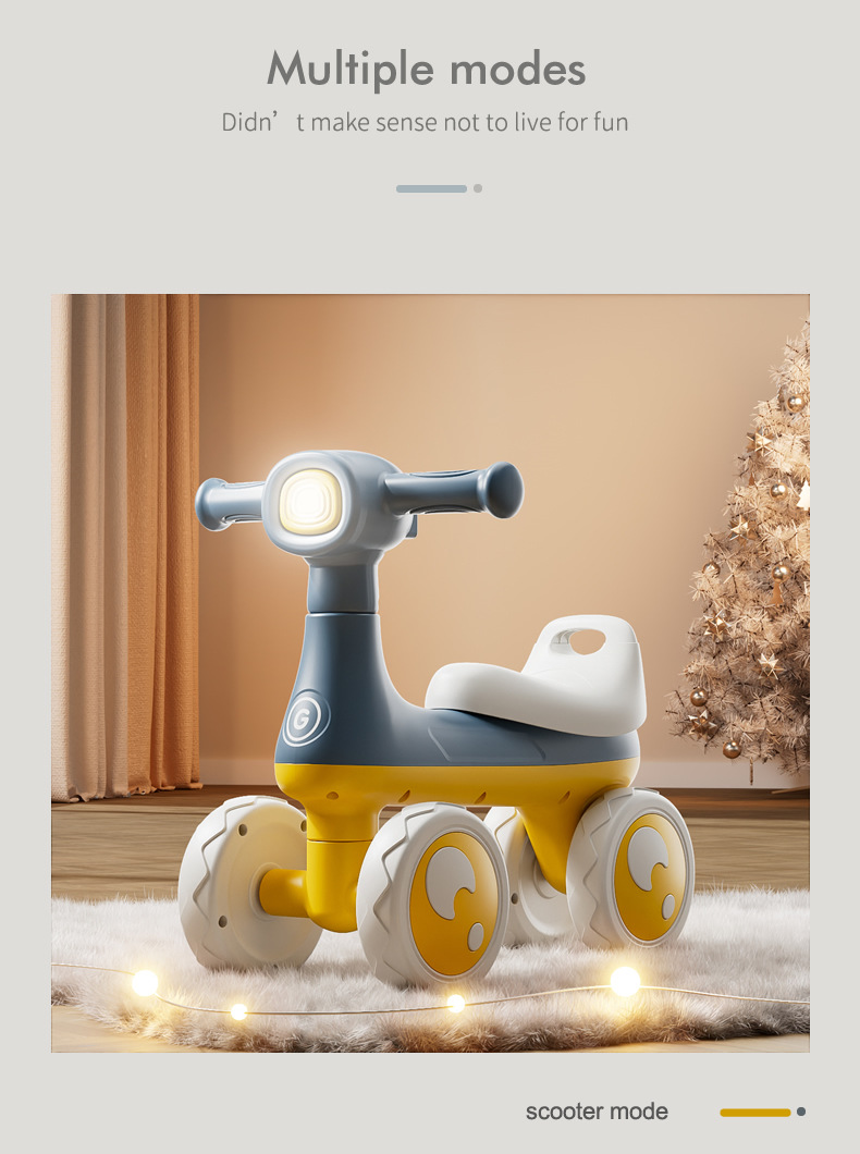 Kids Pedal Balance Bikes Toys with Light and Music Kids Slide Toy Car 4 Wheel Kids Slide Ride on Car