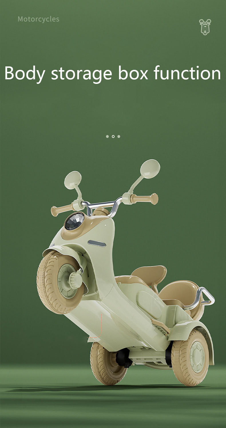 Children's Electric Motorcycle 12V Two-Person Tricycle Bluetooth Remote Control Baby Rechargeable Toy Car Extra Large Battery Long-Lasting Battery Life Extended Body Parent-Child Two-Seater Environmentally Friendly Materials Anti-Rollover