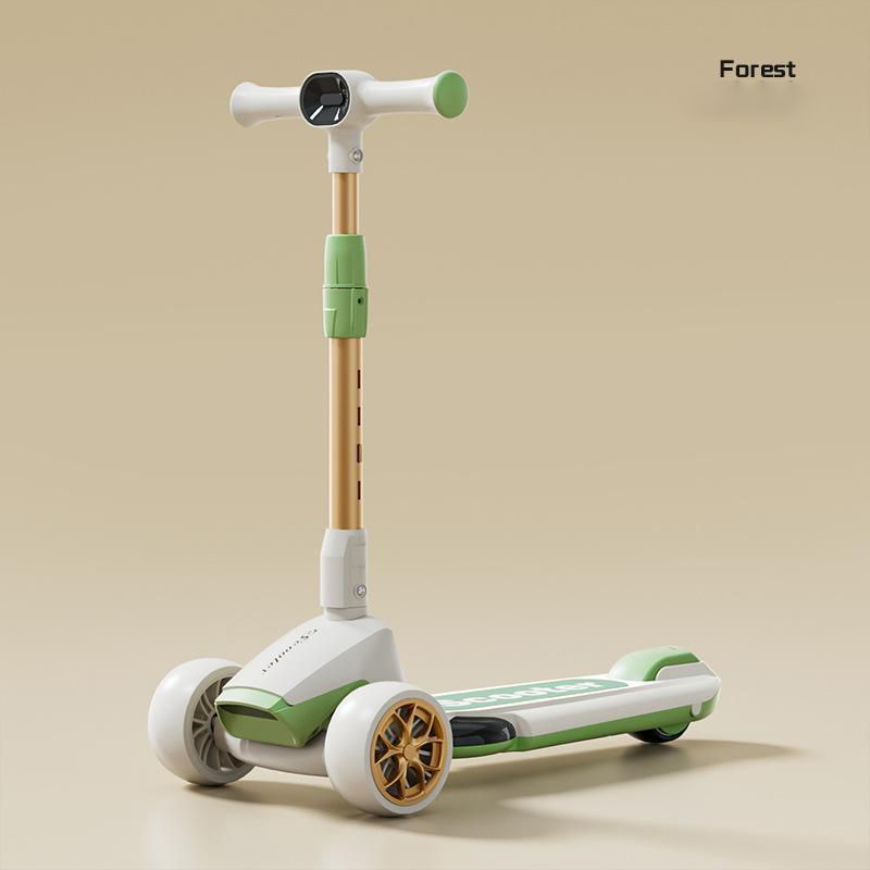 Kids 3-Wheel Foldable Scooter with Music and Light Features for 3-8 12-Year-Old Boys and Girls