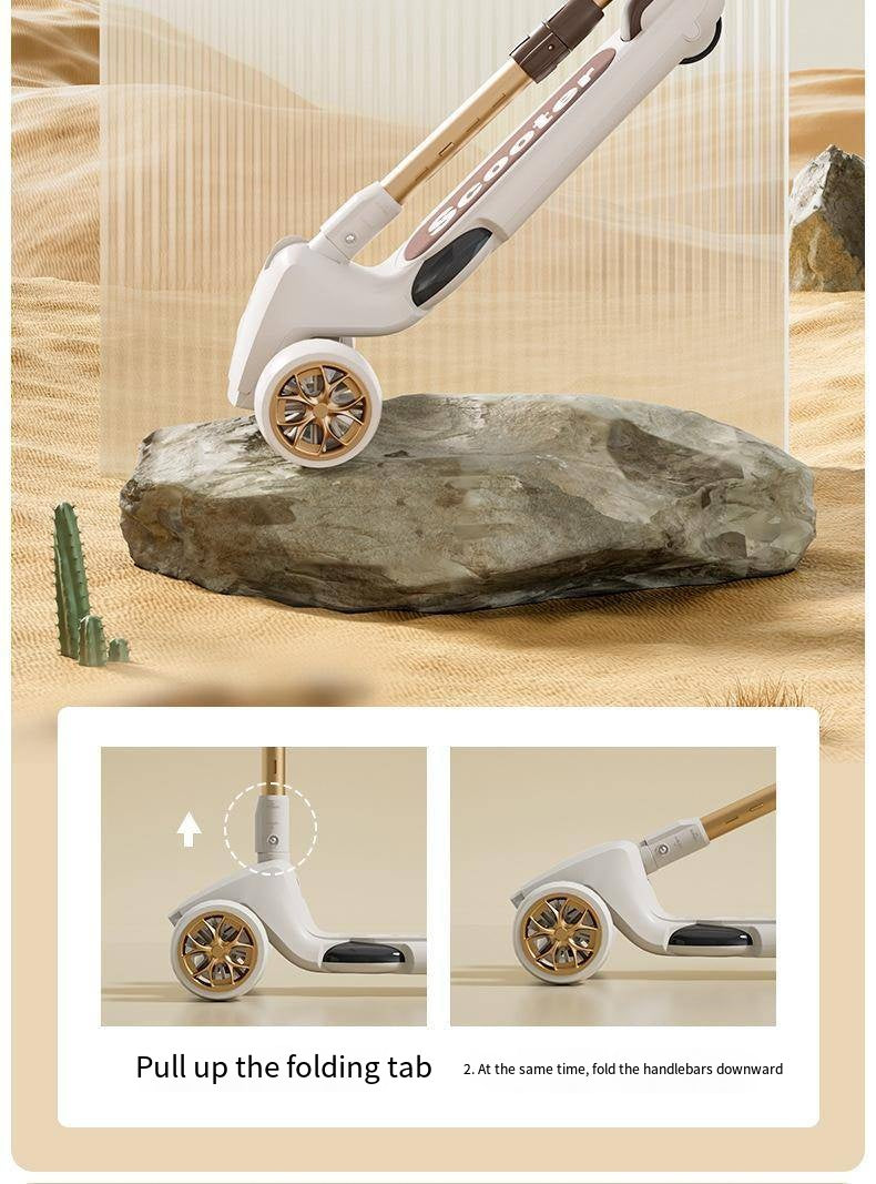 Kids 3-Wheel Foldable Scooter with Music and Light Features for 3-8 12-Year-Old Boys and Girls