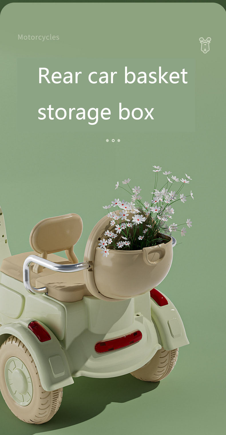 Children's Electric Motorcycle 12V Two-Person Tricycle Bluetooth Remote Control Baby Rechargeable Toy Car Extra Large Battery Long-Lasting Battery Life Extended Body Parent-Child Two-Seater Environmentally Friendly Materials Anti-Rollover