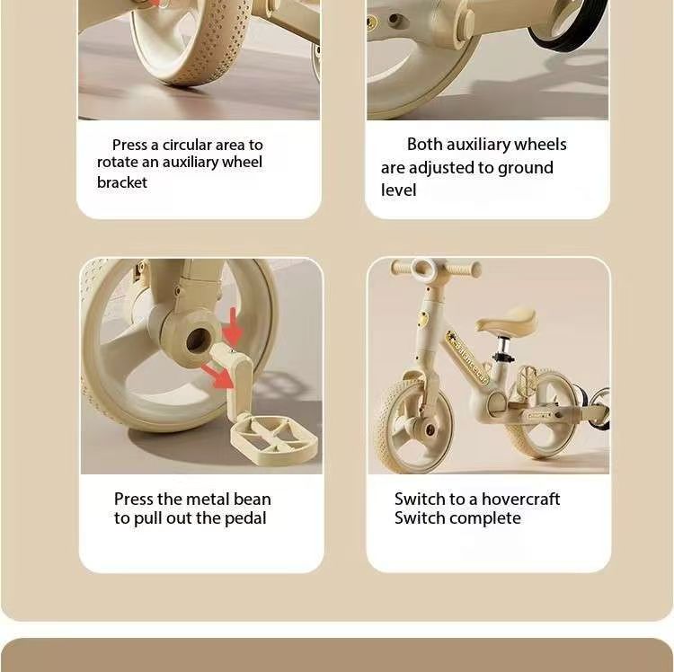 Children's multifunctional balance bike for babies aged 2-3-6, sliding pedal three in one foldable