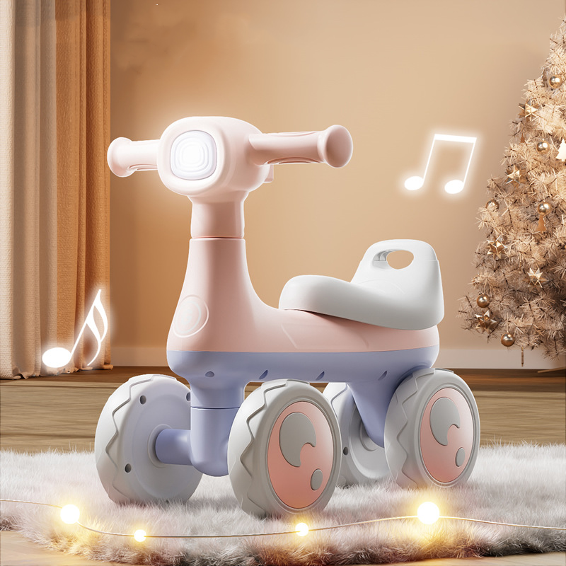 Kids Pedal Balance Bikes Toys with Light and Music Kids Slide Toy Car 4 Wheel Kids Slide Ride on Car