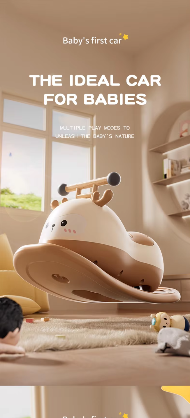 Peanut cart, 1-3 year old baby, children's anti rollover rocking cart, universal wheels, silent walking cart, multi in one sliding bike