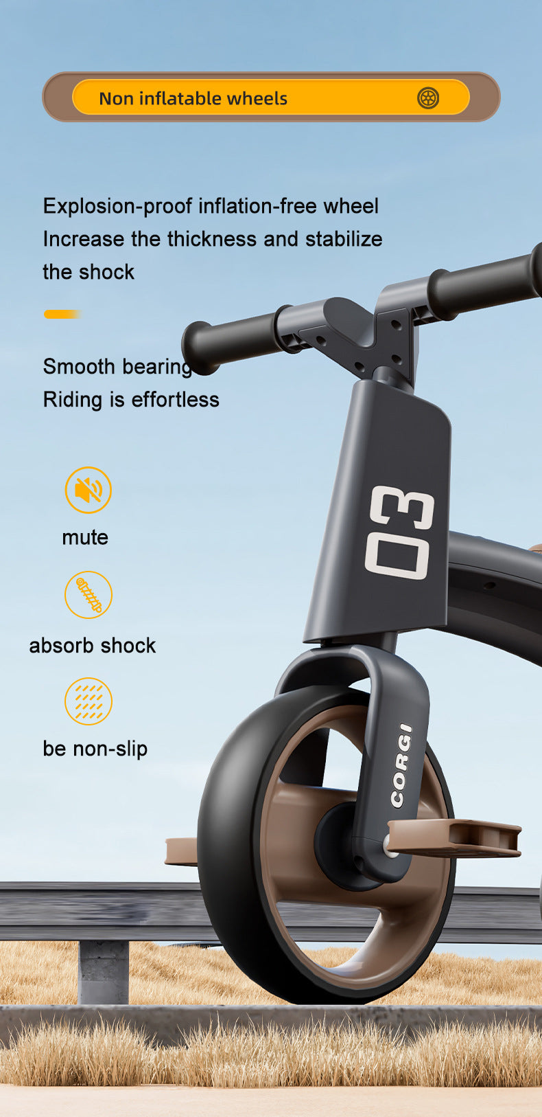 Foldable Ride on Pedal Baby Kids Tricycle Child 3 Wheel With Lights