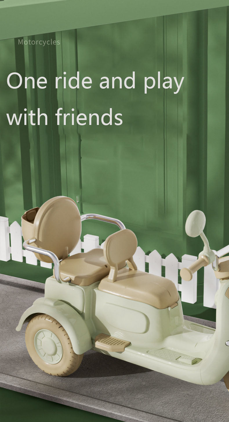 Children's Electric Motorcycle 12V Two-Person Tricycle Bluetooth Remote Control Baby Rechargeable Toy Car Extra Large Battery Long-Lasting Battery Life Extended Body Parent-Child Two-Seater Environmentally Friendly Materials Anti-Rollover