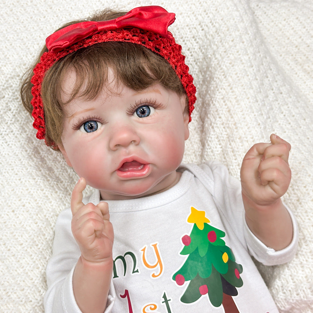 55cm Christmas costume reborn doll, high-color vinyl simulation baby, holiday gift, cute baby, cross-border hot selling Reborn Baby