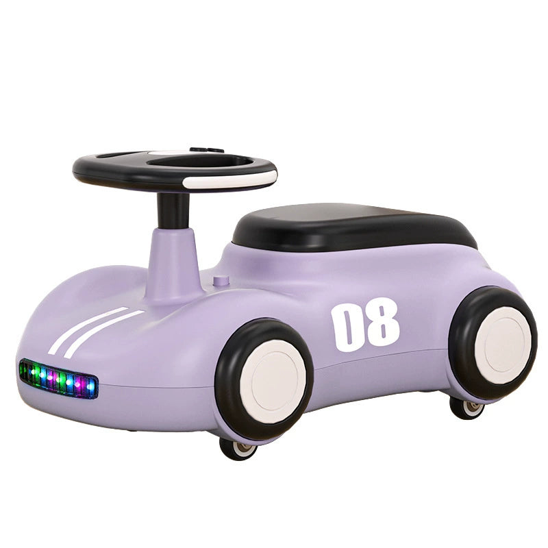 Music and Lights Sliding Car, Baby Scooter Toy Car, 1-3 Years Old, Quiet Universal Wheel, Indoor Use, Eco-Friendly PP Material, Car Shape, Great Birthday Gift for Boys and Girls