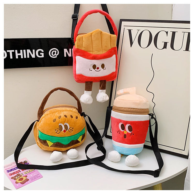 Too cute! Hamburger, French Fries, and Coke Plush Bag | Soft and cute shoulder bag for girls | Custom orders available at competitive prices