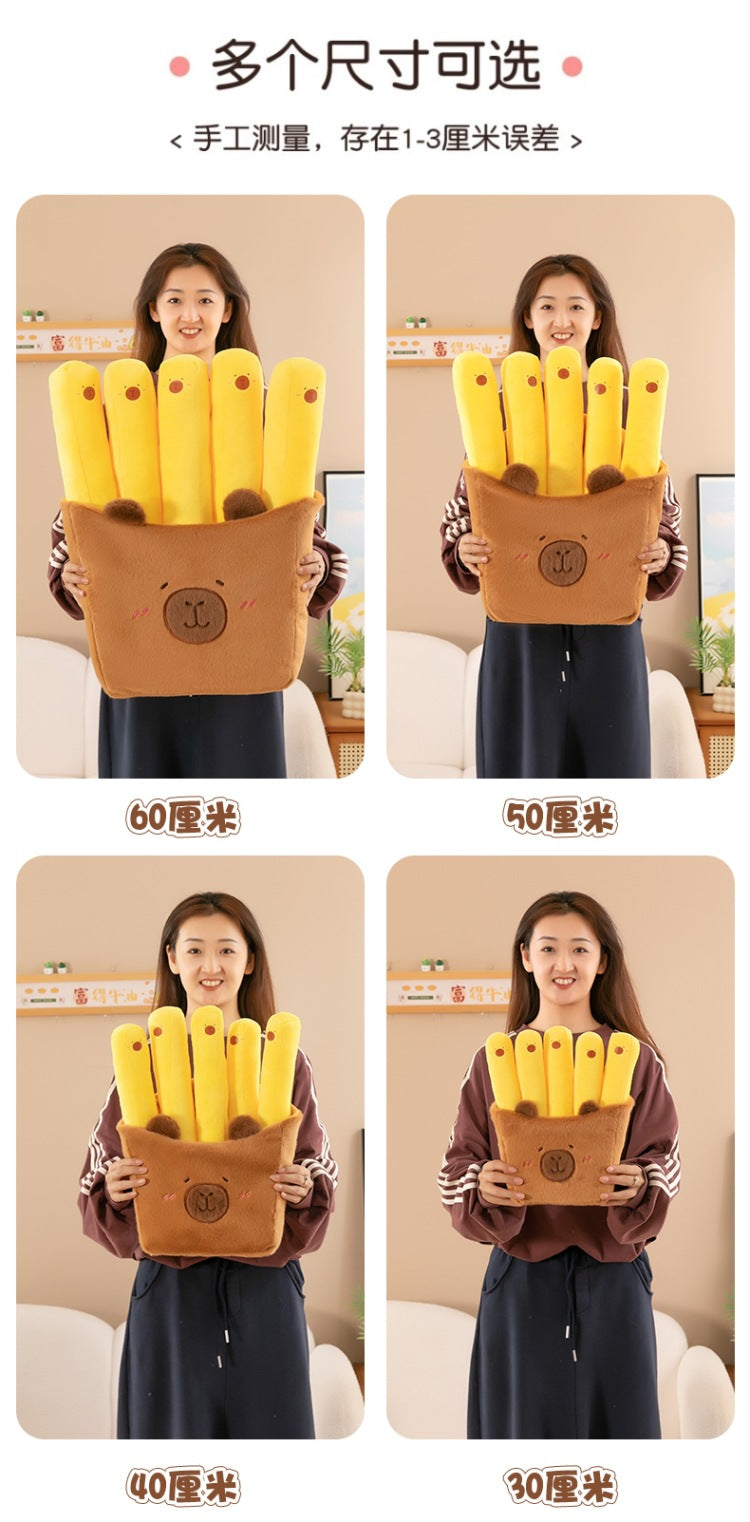 Fry-bara Plush Toy - French Fry Pouch with Goofy Capybara, Hilarious Couch Companion & Gift