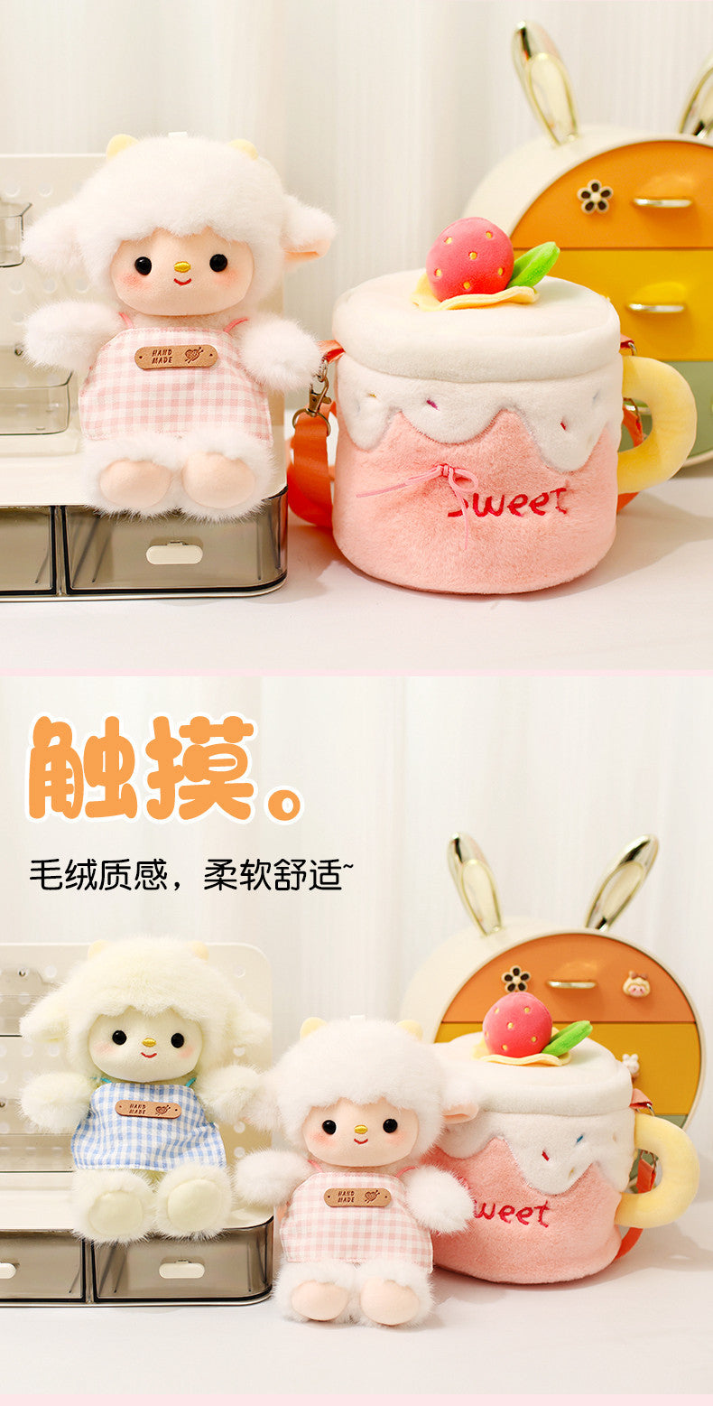 [Detachable lamb bag] Plush doll crossbody shoulder bag Cute animal doll bag Creative gift for girlfriends and couples, soothing and companionship