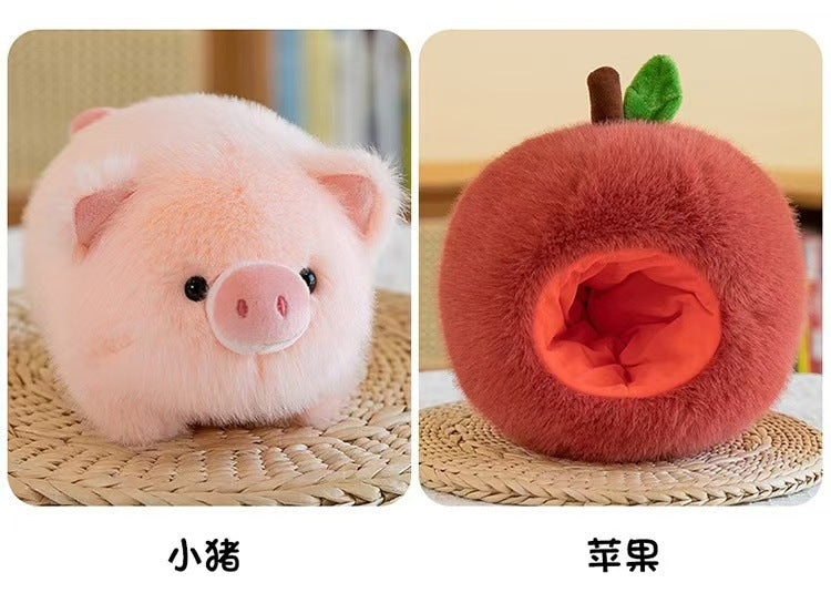 Christmas Gift Idea: Adorable Apple-Stealing Piggy Plush Toy - Cozy Companion for Girls