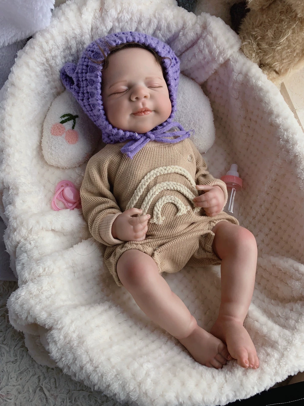 18-inch children's comfort doll, full body soft rubber simulation baby toy, soft vinyl reborn doll