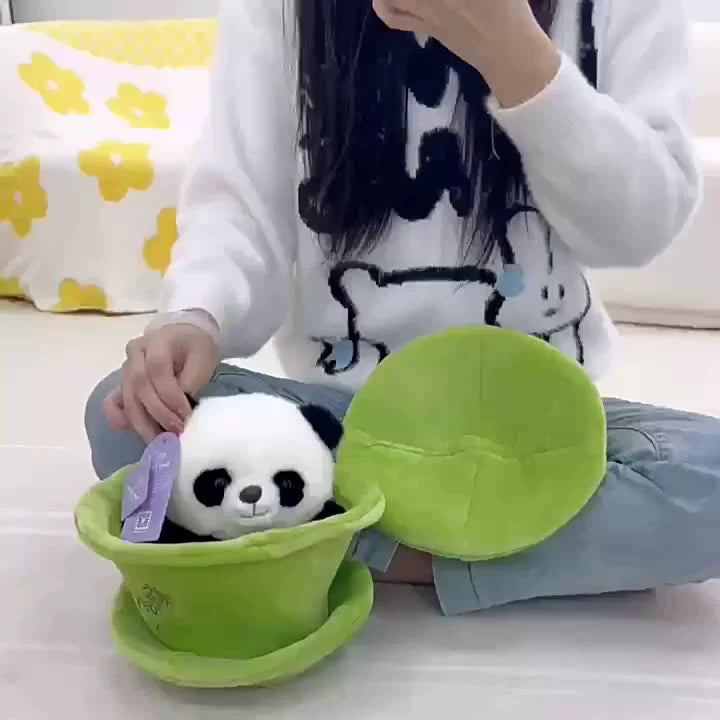 [Teacup Panda] Creative giant panda plush doll, sleeping pillow with bowl, 25cm large bowl + 19cm panda, PP cotton filling, birthday gift