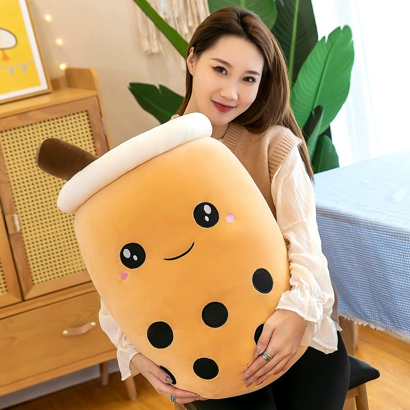 Boba Milk Tea Plushie Cup - Sip & Cuddle Huggable Pillow, Cute Squishy Toy for Girls & Kids