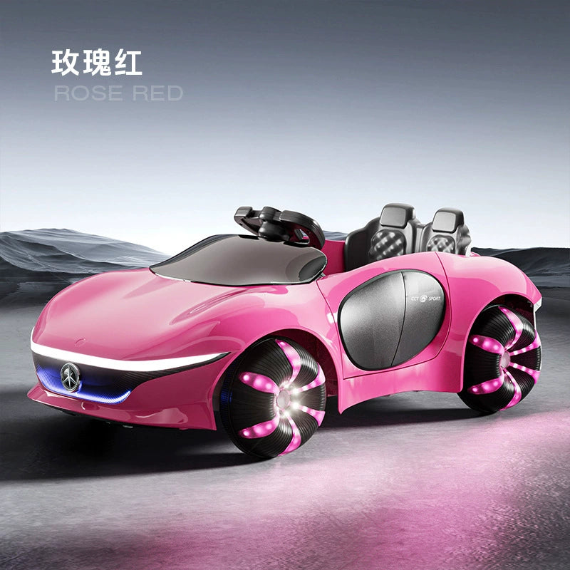 Four-Wheel Drive Children's Electric Car (Ages 1-6) with Swivel Remote Control, 12V Upgraded Battery for Long-Lasting Range, LED Lighted Wheels Off-Road Stroller, Baby Luxury Ride