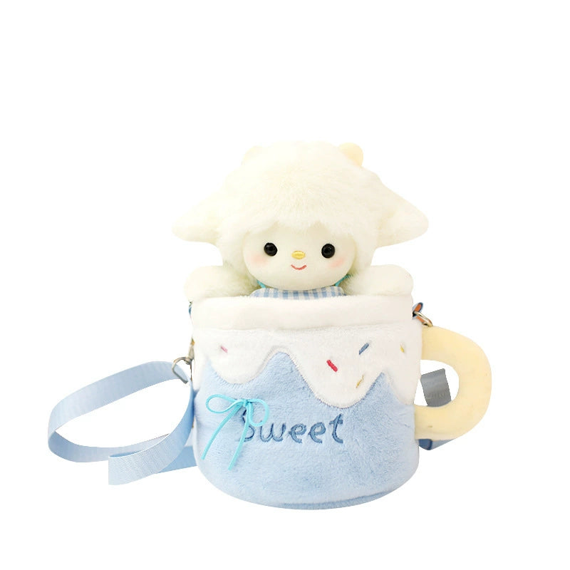 [Detachable lamb bag] Plush doll crossbody shoulder bag Cute animal doll bag Creative gift for girlfriends and couples, soothing and companionship