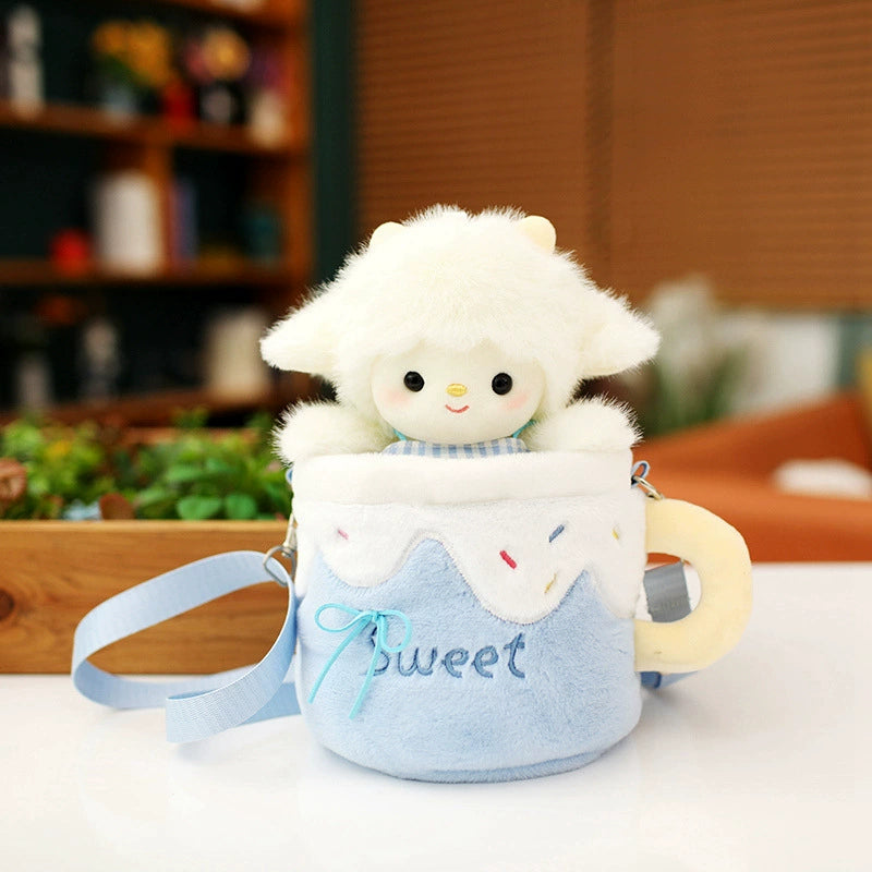 [Detachable lamb bag] Plush doll crossbody shoulder bag Cute animal doll bag Creative gift for girlfriends and couples, soothing and companionship