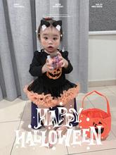 0-2 Years Old Rebornbaby Halloween Party Costume, Long-Sleeved Princess Dress, Orange and Black Set