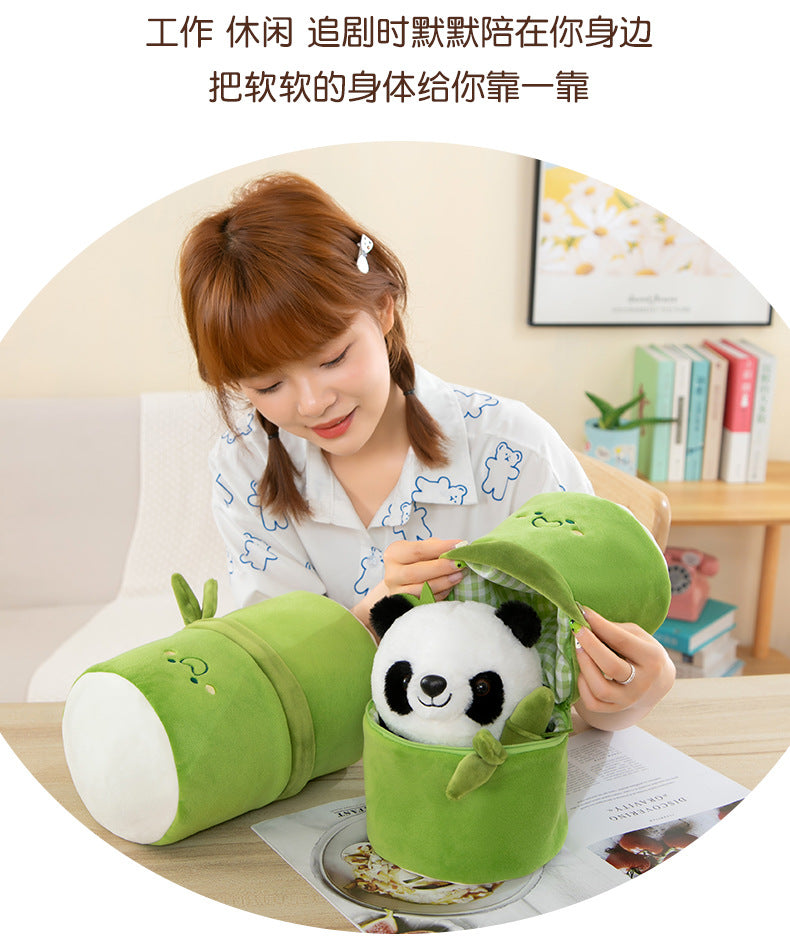 Christmas Panda in Bamboo Plush - Adorable Panda Doll Cuddle Pillow, Unique Stocking Stuffer Gift